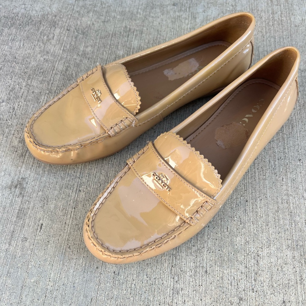 Coach Women's Beige Patent Loafers